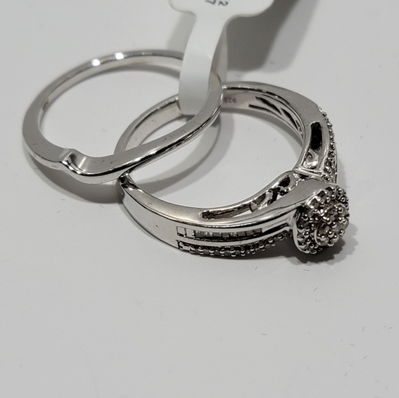 Sterling Silver 1/4 Carat Total Weight Diamond Ring Set New with Tag - Picture 5 of 10